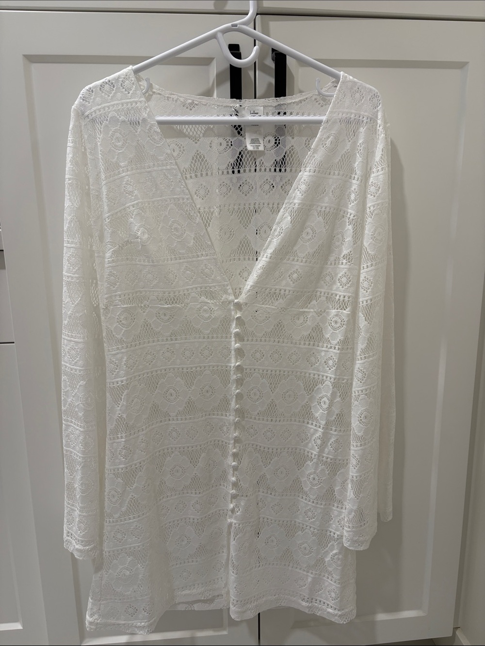 Lulu's White Crochet Lace Swim Coverup